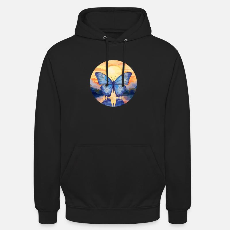 Morpho Papillon Bleu - Sweat-shirt à capuche unisexe - noir