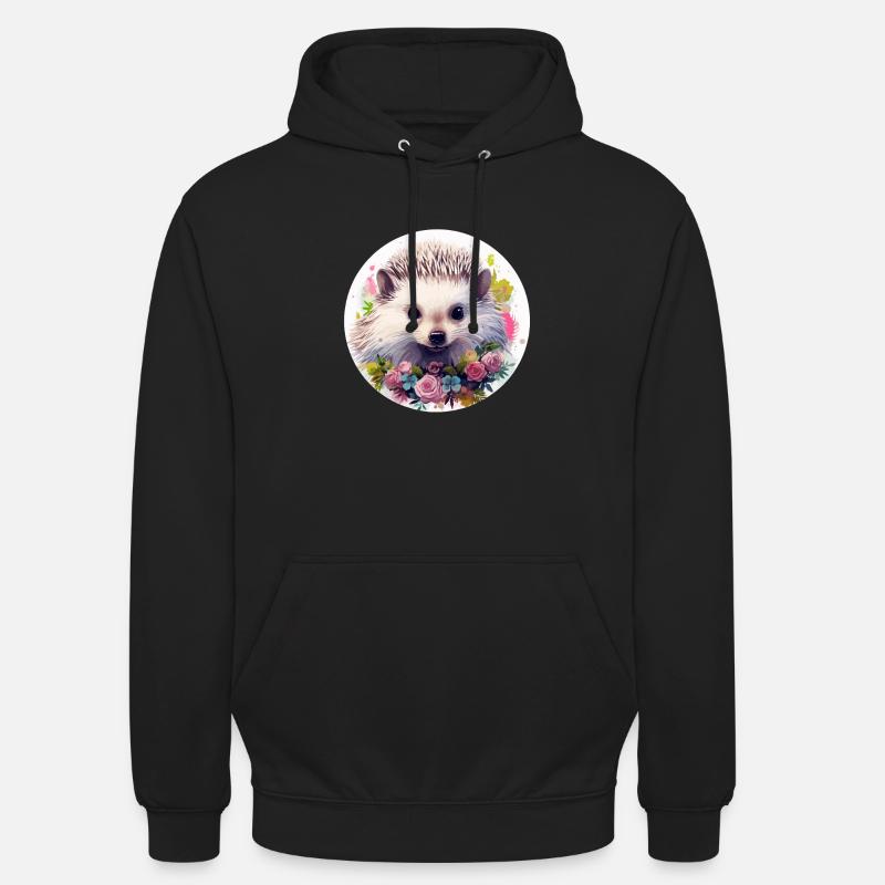 Hérisson mignon - Sweat-shirt à capuche unisexe - noir