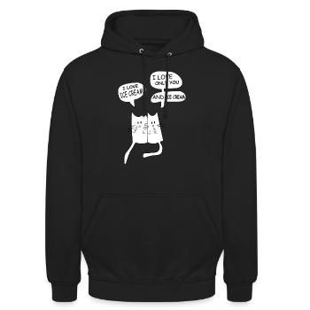 I Love Ice Cream Geschenk Katzen Liebe - Unisex Hoodie - Schwarz - Vorne - Alina (178cm) & Michal (187cm)