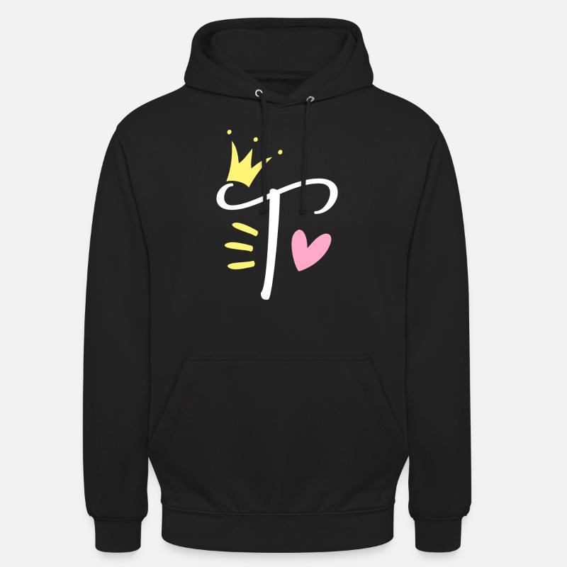 Letter T Initial Letter Crown - Unisex Hoodie - black