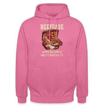Beefcase - When Business Meets Briskets - Unisex Hoodie - pink - Front - Alina (178cm) & Michal (187cm)