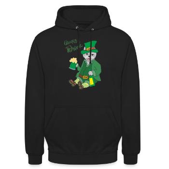 Chat, Boisson Heureuse - Sweat-shirt à capuche unisexe - noir - Devant - Alina (178cm) & Michal (187cm)