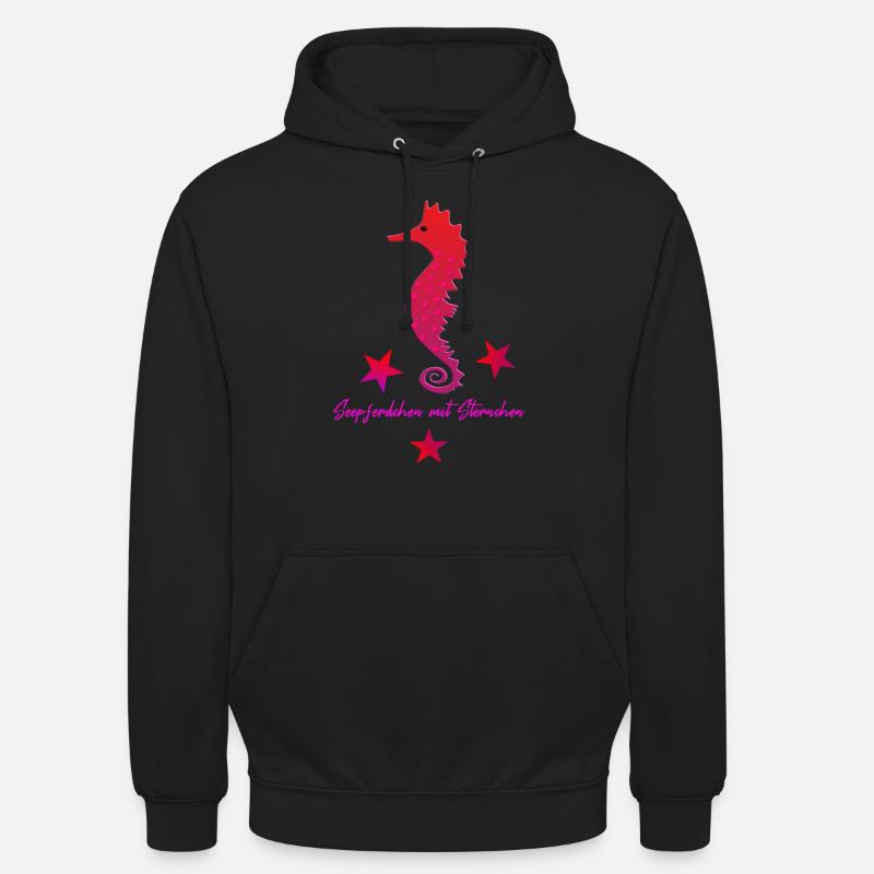 rotes Seepferd mit Sternchen - Unisex Hoodie - Schwarz