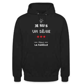 Je suis un génie - Sweat-shirt à capuche unisexe - noir - Devant - Alina (178cm) & Michal (187cm)
