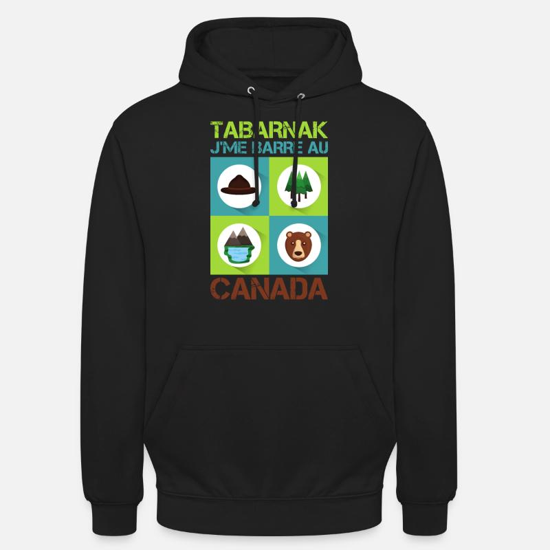 Tabarnak Je Me Barre Au Canada, Feuille D'érable - Sweat-shirt à capuche unisexe - noir