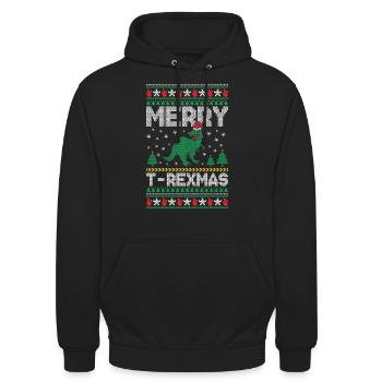 Hässliche Ugly Weihnachts-Shirts Hoodies ho ho ho - Unisex Hoodie - Schwarz - Vorne - Alina (178cm) & Michal (187cm)