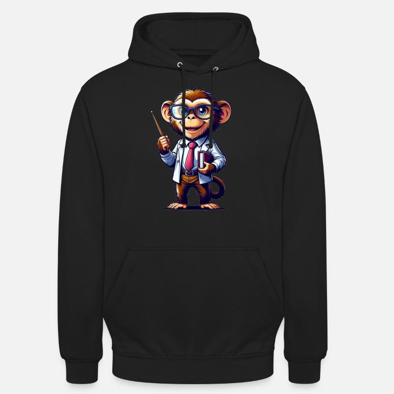 Professeur de singe mignon - Sweat-shirt à capuche unisexe - noir