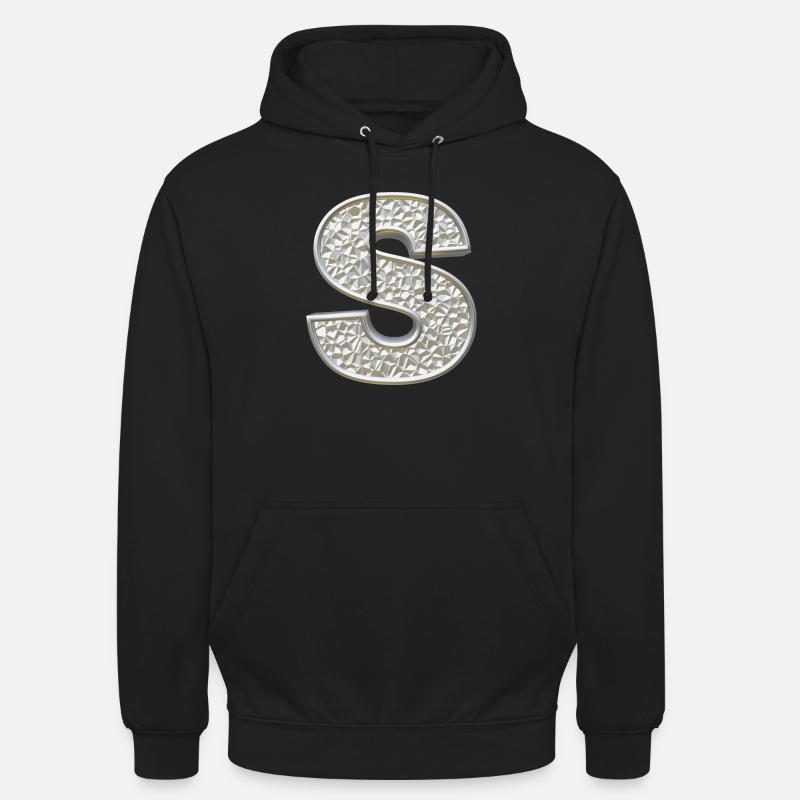 S, letter, initial, monogram, - Unisex Hoodie - Schwarz