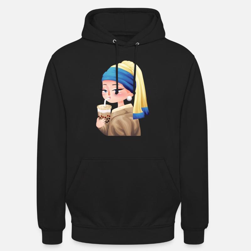 Bubble Tea and Perlen Ohrring - Unisex Hoodie - Schwarz