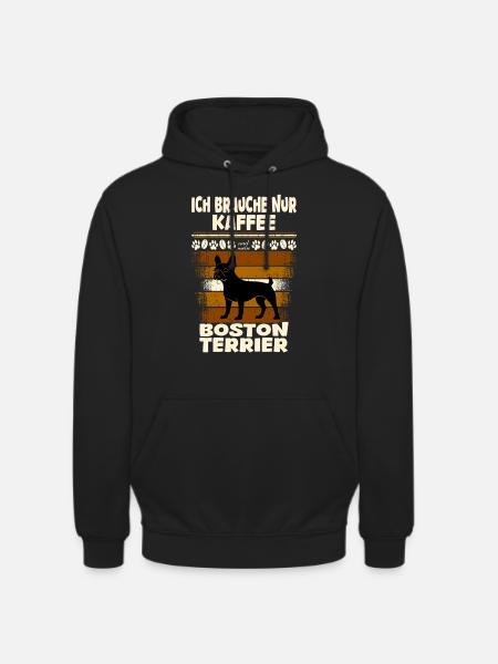 Café Boston Terrier - Sweat-shirt à capuche unisexe - noir