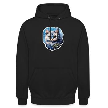 Cat in snowfall - Unisex Hoodie - black - Front - Alina (178cm) & Michal (187cm)