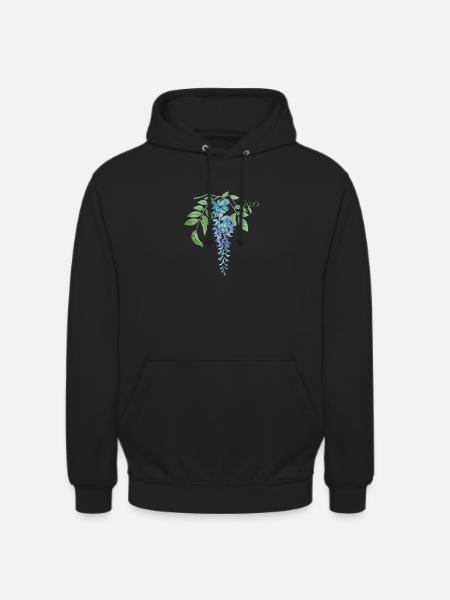 Wild Blue Wisteria Illustration - Unisex Hoodie - black