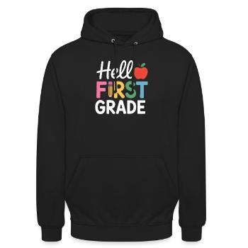 Hello First Grade Back To School - Unisex Hoodie - Schwarz - Vorne - Alina (178cm) & Michal (187cm)