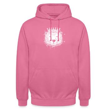 Ours polaire majestueux avec couronne – symbole de tranquillité - Sweat-shirt à capuche unisexe - rose - Devant - Alina (178cm) & Michal (187cm)