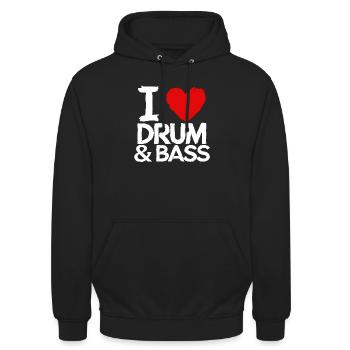 J’adore Drum & Bass Grunge Musique Batteur Drôle - Sweat-shirt à capuche unisexe - noir - Devant - Alina (178cm) & Michal (187cm)