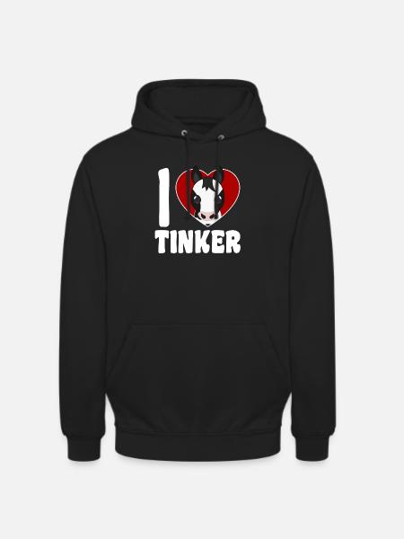 I Love Tinker Horses - Heart - Unisex Hoodie - black