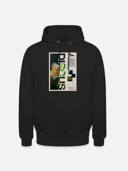 Diskusfischhalter-Porträtplakat - Unisex Hoodie - Schwarz
