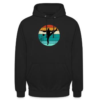 Handballtorwart Retro Vintage Design - Unisex Hoodie - Schwarz - Vorne - Alina (178cm) & Michal (187cm)