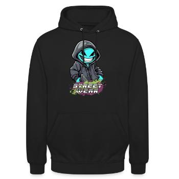 streetwear fantasy männchen - Unisex Hoodie - Schwarz - Vorne - Alina (178cm) & Michal (187cm)
