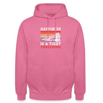 Glück ist ein enger Dreier - Unisex Hoodie - Pink - Vorne - Alina (178cm) & Michal (187cm)