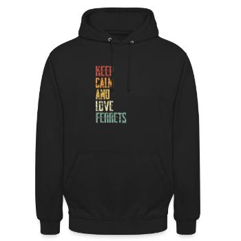 Bleib Ruhig Und Liebe Frettchen - Unisex Hoodie - Schwarz - Vorne - Alina (178cm) & Michal (187cm)