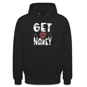 Machen Sie Sich In Der Sauna Nackt - Unisex Hoodie - Schwarz - Vorne - Alina (178cm) & Michal (187cm)