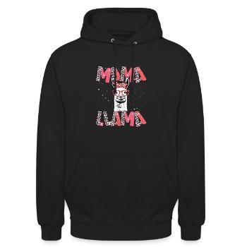 Mama Lama Mit Brille - Unisex Hoodie - Schwarz - Vorne - Alina (178cm) & Michal (187cm)