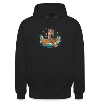 A Dachshund Boating Paddle Boat - Unisex Hoodie - black - Front - Alina (178cm) & Michal (187cm)