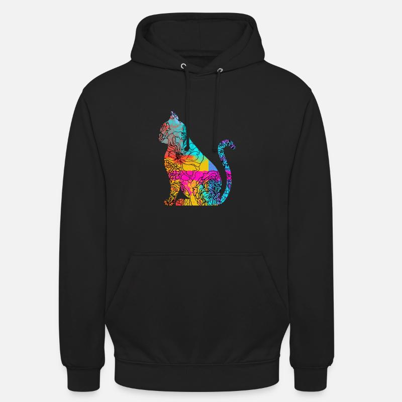 Idée cadeau fleurs de chat - Sweat-shirt à capuche unisexe - noir