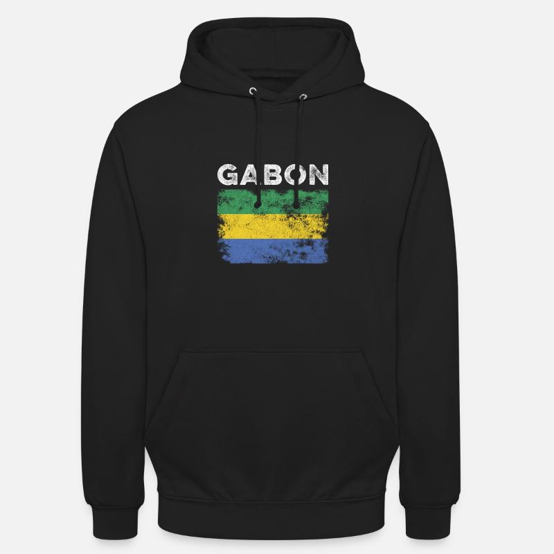 Gabon Flag Distressed - Drapeau gabonais - Sweat-shirt à capuche unisexe - noir