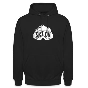 Ski mit Brille Skifahrer Skifahren Wintersport Ski - Unisex Hoodie - Schwarz - Vorne - Alina (178cm) & Michal (187cm)