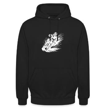 Pilote de motocross rapide avec une puissance de pulvérisation de boue - Sweat-shirt à capuche unisexe - noir - Devant - Alina (178cm) & Michal (187cm)