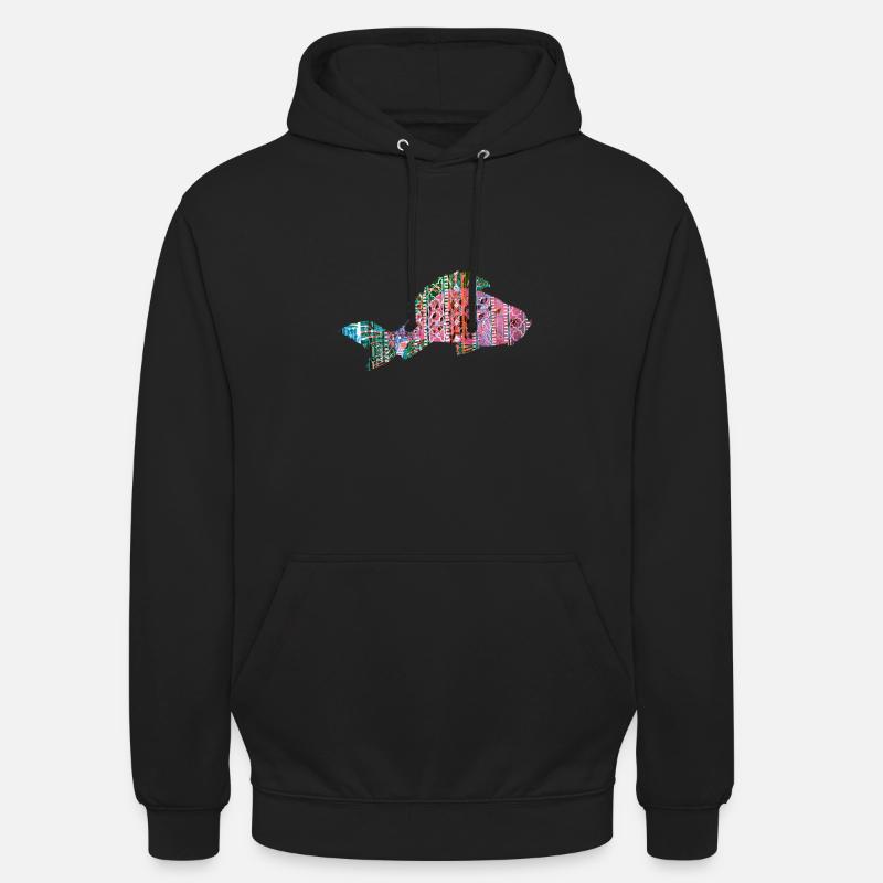 Carp, Fish, Mosaic, Pattern, Red - Unisex Hoodie - black