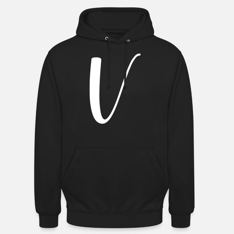 Calligraphie, initiale V - Sweat-shirt à capuche unisexe - noir
