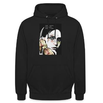Fleurs // les vrais yeux réalisent de vrais mensonges. - Sweat-shirt à capuche unisexe - noir - Devant - Alina (178cm) & Michal (187cm)