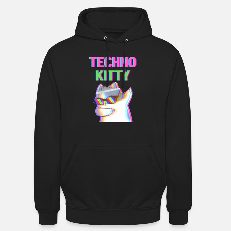 Techno Kitty - Sweat-shirt à capuche unisexe - noir