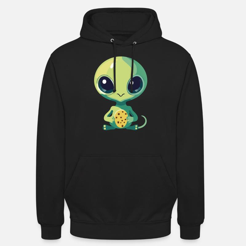 Alien avec biscuit - Sweat-shirt à capuche unisexe - noir