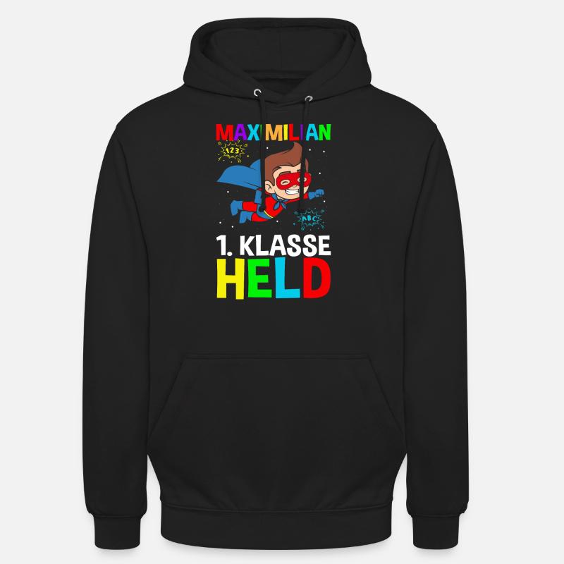 Schulkind Maximilian 1. Klasse Held - Unisex Hoodie - Schwarz