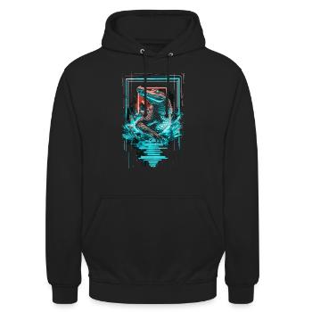 Alligator Krokodil Reptil Raubtier Neon Bunt Kunst - Unisex Hoodie - Schwarz - Vorne - Alina (178cm) & Michal (187cm)