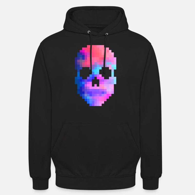 Crâne de pixel - Sweat-shirt à capuche unisexe - noir
