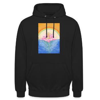 Lotos Chakren Meditation - Unisex Hoodie - Schwarz - Vorne - Alina (178cm) & Michal (187cm)