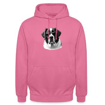 St. Bernard Sunglasses Animal Motif St. Bernard - Unisex Hoodie - pink - Front - Alina (178cm) & Michal (187cm)