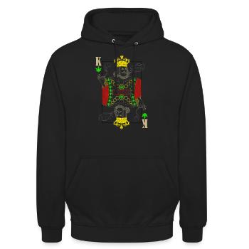 Cannabis Reggae König Spielkarte - Unisex Hoodie - Schwarz - Vorne - Alina (178cm) & Michal (187cm)
