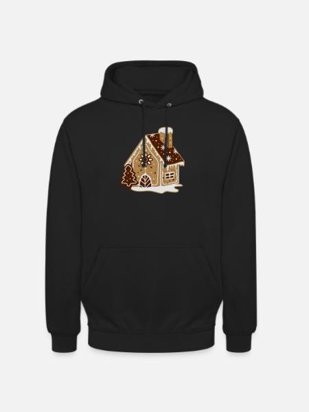 A gingerbread house, gingerbread and frosting - Unisex Hoodie - black