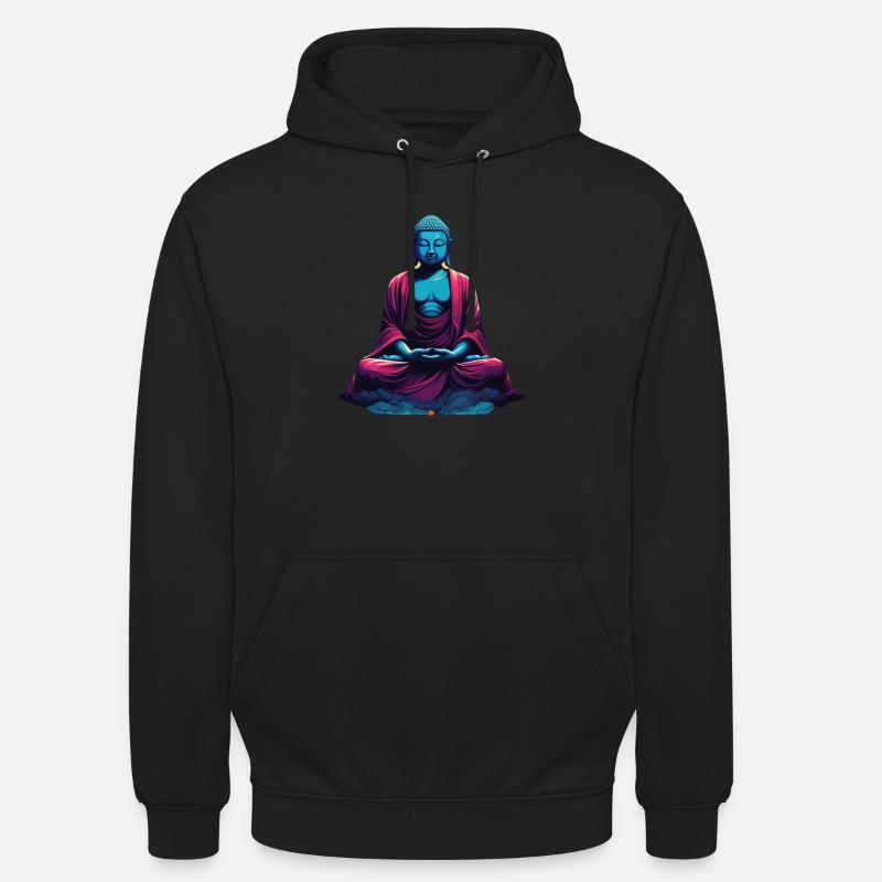 Bouddha bleu dans la méditation contemplation dualité - Sweat-shirt à capuche unisexe - noir
