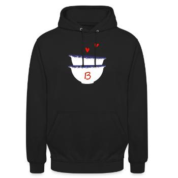 Lettre B bols breton - Sweat-shirt à capuche unisexe - noir - Devant - Alina (178cm) & Michal (187cm)