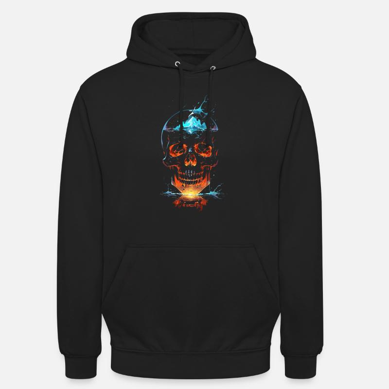 Crâne de Feu et Glace Éclatant - Sweat-shirt à capuche unisexe - noir