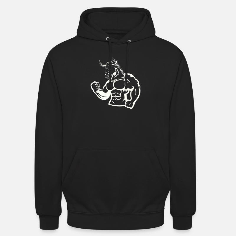 Taureau puissant, héros musclé - Sweat-shirt à capuche unisexe - noir