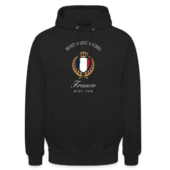 Mont-Saint-Michel Frankreich Wappen Reise Souvenir - Unisex Hoodie - Schwarz - Vorne - Alina (178cm) & Michal (187cm)