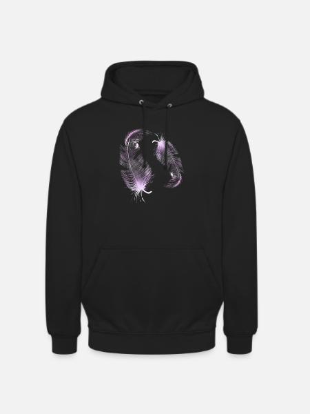 2 pink feathers - Unisex Hoodie - black